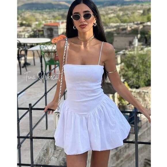Zara Dresses & Skirts - BLOGGER'S FAVE! Zara Mini Dress With Puff Skirt White NWT